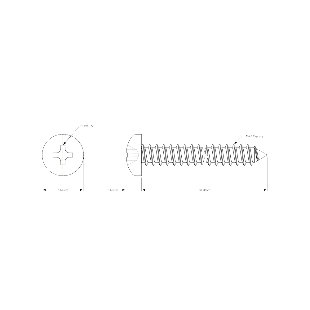 ✴FMH✴ Pozidrive Pan Head Sheet Metal Screw, 4.8 mm x 19 mm, DIN